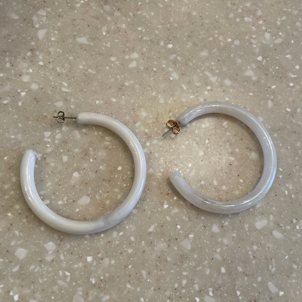 Banana Republic White Hoop Earrings 10$